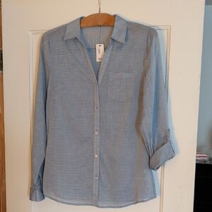 NWT The Limited Blue & White Pinstripe Button Shirt